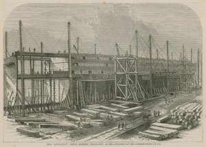 O navio a vapor Leviathan (Great Eastern), como ela apareceu no início de 1855 de English School