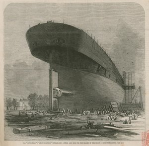 O navio a vapor Leviathan (Great Eastern); popa e chefe para as lâminas do parafuso de English School