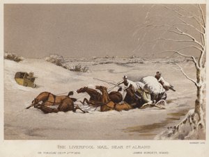 O correio de Liverpool, perto de St Albans (cor litho) de English School