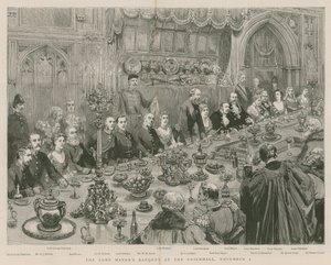 O Banquete dos Lord Mayors no Guildhall, Londres, 9 de novembro de 1887 de English School