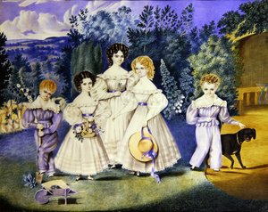 As crianças da família Lovell, c.1825 (aguarela sobre papel) de English School