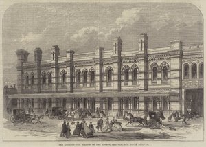 A Estação Ludgate-Hill de Londres, Chatham e Dover Railway (gravura) de English School