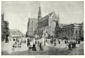 A Praça do Mercado, Haarlem (gravura) de English School