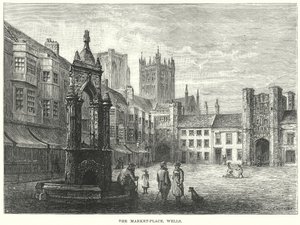 A praça do mercado. Wells (gravura) de English School