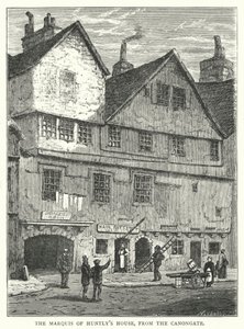 O Marquês da Casa de Huntly, a partir do Canongate (gravura) de English School