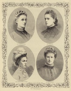 O Casamento do Duque de Connaught, as Damas de Honra (gravura) de English School