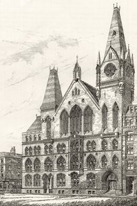 O Memorial Hall, Farringdon Street, de &39;London Pictures: desenhado com caneta e lápis&39;, pelo Rev. Richard Lovett, publicado em 1890 de English School
