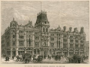 Os novos edifícios da Mercers Companys, Cheapside, Londres de English School