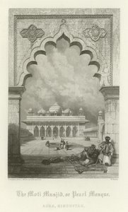 O Moti Musjid, ou Pearl Mosque, Agra, Índia de English School