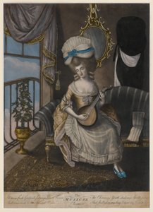 The Musical Charmer, 1780 (mezzotint colorido à mão) de English School