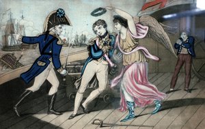 O nobre almirante Lord Nelson, caindo nos braços da vitória, 11 de março de English School
