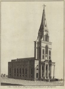 A perspectiva do noroeste da Igreja de Cristo em Spitalfields, Londres