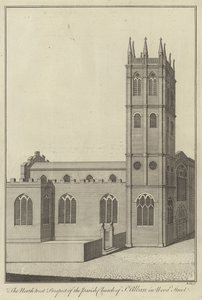 A North West Prospect da Igreja Paroquial de St Alban em Wood Street, Londres de English School