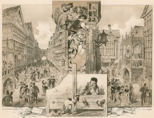 A antiga rua de Londres na exposição de saúde; Casa de Whittingtons, canto de Pye de English School
