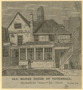 A antiga casa senhorial de Totenhall, mais tarde a Taverna Adão e Eva, em Londres de English School