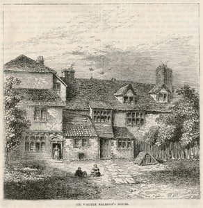 O Old Pied Bull (traseira), casa de Sir Walter Raleighs de English School