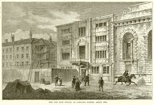 The Old Post Office, na Lombard Street, cerca de 1800 de English School