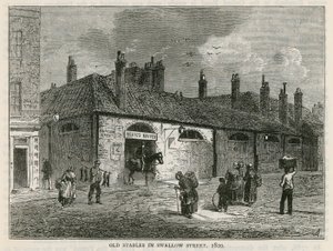 Os estábulos antigos em Swallow Street, Londres de English School