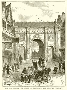 O Old Wooden Temple Bar (como Erigido no Reino de James I) de English School