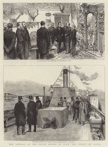 A Abertura da Ponte da Forth por HRH o Príncipe de Gales (gravura) de English School