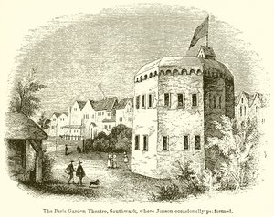 O Paris Garden Theatre, Southwark, onde Jonson ocasionalmente se apresentou de English School