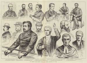 Os julgamentos de assassinato do Phoenix Park em Dublin, esboços no tribunal de English School