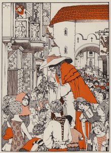 O Flautista de Hamelin (litografia a cores) de English School