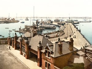 O Pier, Southampton (foto colorida à mão) de English School