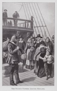 Os Pais Peregrinos Saindo da Inglaterra (litho) de English School