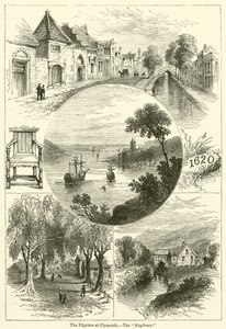 Os Peregrinos de Plymouth, O "Mayflower" (gravura) de English School
