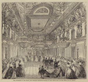 A Polonaise pelo Príncipe e Princesa Frederick-William no Salão Branco do Palácio Real, Berlim (gravura) de English School