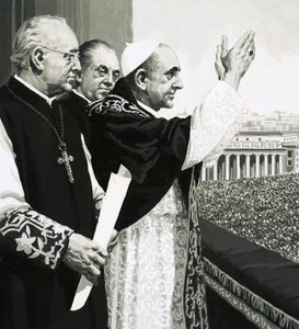 O papa, acenando para as multidões de English School