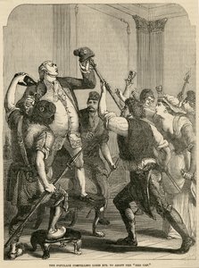 A Populace Obrigando Luís XVI a Adotar o Boné Vermelho, 1792 de English School