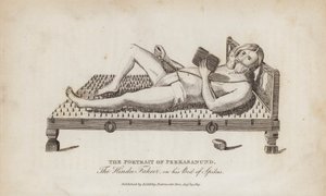 Retrato de Perkasanund, o falsificador hindu, no seu leito de espinhos (gravura) de English School