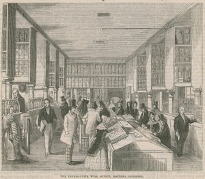 O Escritório da Vontade Prerrogativa, Doctors Commons, Londres de English School