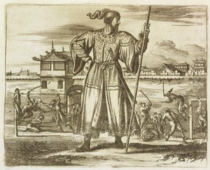 O general principal do exército chinês, ilustração de uma descrição de embaixadas a China, 1690 de English School