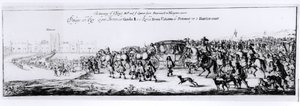 A Procissão de Carlos II (1630-85) e sua Nova Rainha, Catarina de Bragança (1638-1705), de Portsmouth a Hampton Court, 1662 de English School