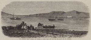 O Canal proposto através do Istmo de Suez, Suez e o Mar Vermelho, ao Sul do Istmo (gravura) de English School