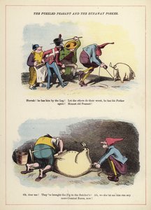 The Puzzled Peasant and the Runaway Porker (cor litho) de English School