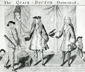 O Quack Doctor Outwitted, publicado por Sutton Nichols, 1558 de English School