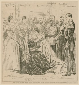 A rainha e a noiva real, um incidente na capela após a cerimônia de casamento, 23 de julho de 1896 de English School