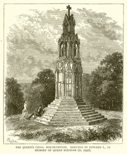 O Queens Cross, Northampton. Erguido por Edward I, em memória da rainha Eleanor (D. 1290) de English School