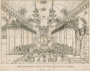 O julgamento do Queens na Casa dos Pares, agosto de 1820 de English School