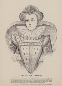 O penteado de raquete (gravura) de English School