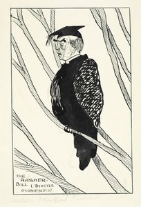 O Rasher-Bill (Mergulhadores Oxoniensis): Hastings Rashdall (1858-1924) (caneta e tinta e lápis sobre papel) de English School