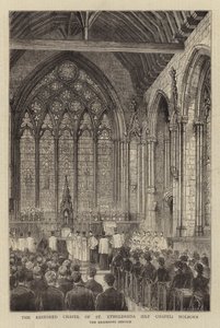 A Capela Restaurada de Santa Etheldreda (Capela Ely) Holborn (gravura) de English School