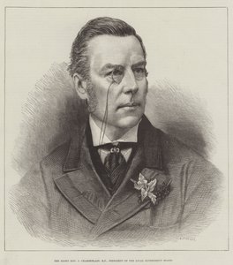 O Honorável J Chamberlain, Deputado, Presidente do Conselho do Governo Local (gravação) de English School