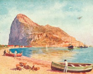 O Rochedo de Gibraltar (litografia a cores) de English School