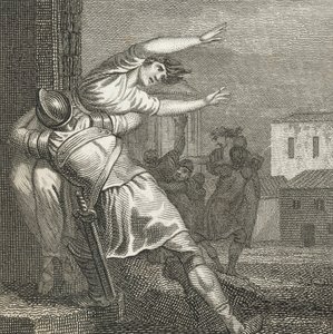 Os romanos levam as mulheres sabinas para as terem como esposas (gravura) de English School