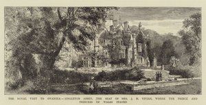 A Visita Real a Swansea, Abadia de Singleton, a Sede da Sra. J H Vivian, onde ficou o Príncipe e a Princesa de Gales (gravura) de English School